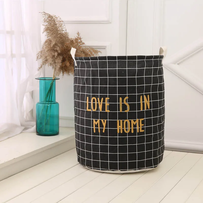 Storage Basket Nordic Stly open cotton linen dirty laundry bucket household toys sundries storage folding hamper basket | Дом и сад