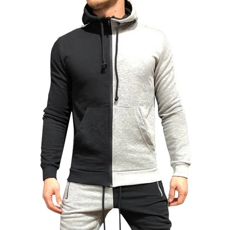 hoodies 2 Laamei, Брендовые мужские толстовки, новинка, Модные осенние Лоскутные толстовки, спортивные Лоскутные толстовки, облегающий спортивный костюм - Color: hoodies 2