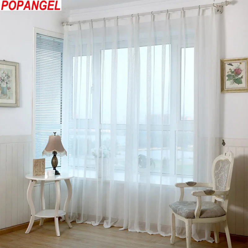 Popangel высокое качество белый жаккард прозрачные Занавески для гостиной окна