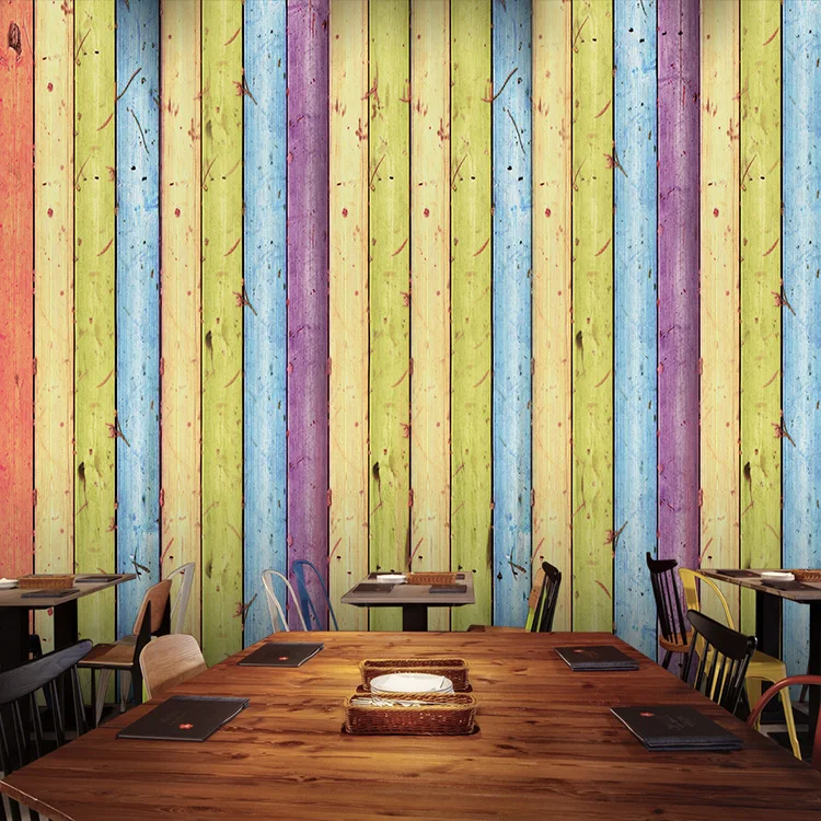 

Custom Size Photo 3D Imitation wood stripes mural living room sofa TV background wall coffee house study lobby wallpaper mural