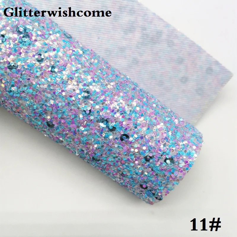 11 Glitterwishcome 21X29 см A4 Размеры синтетическая кожа, с эффектом блестящей кожи с блестками, блестящие виниловые обои для банты, GM031A - Цвет: 11