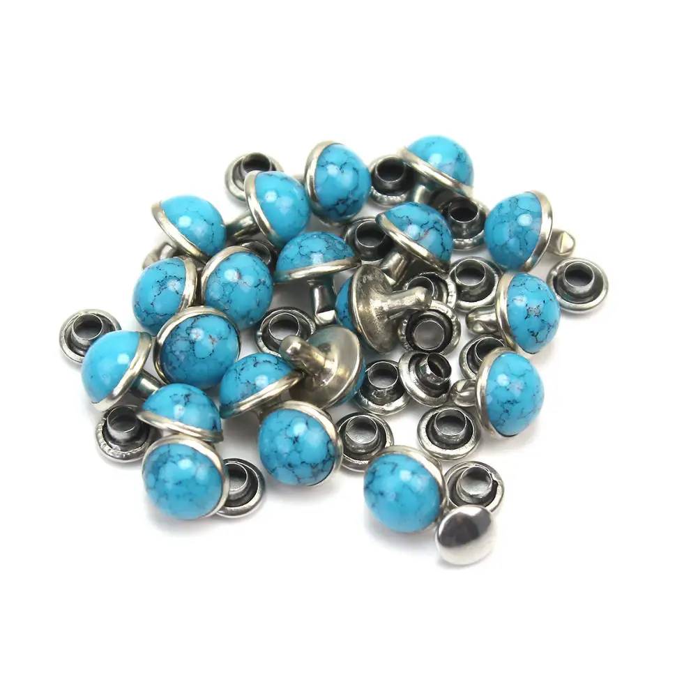 20 шт. модные синие круглые бирюзовые шпильки с заклепками и обувь кожаным ремнем