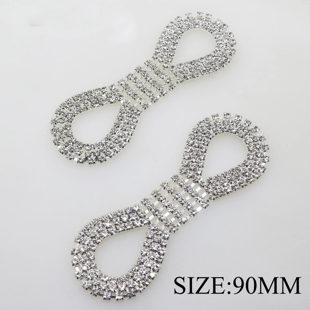 2 шт./лот 90 мм Серебристая цепочка со стразами соединители для бикини с пряжкой
