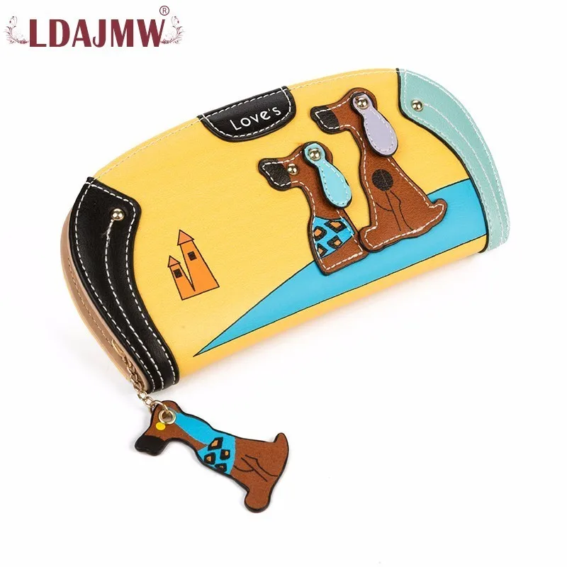 Корейская версия милый кошелек на молнии с изображением щенка длинная модная