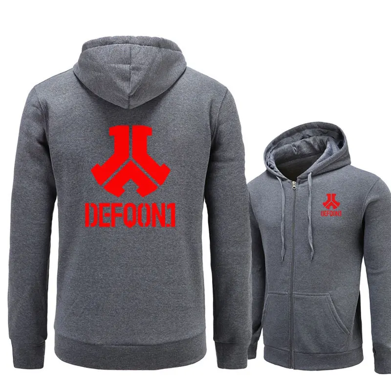 gray and red Новинка года Defqon 1 рок группа хип хоп мужские толстовки кофты зима осень молния флис повседневные куртки Толстовка - Цвет: gray and red