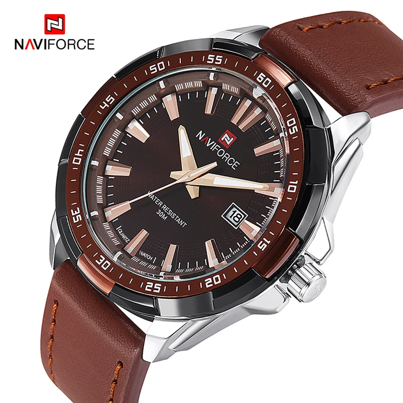 Часы наручные NAVIFORCE Мужские кварцевые роскошные повседневные водонепроницаемые