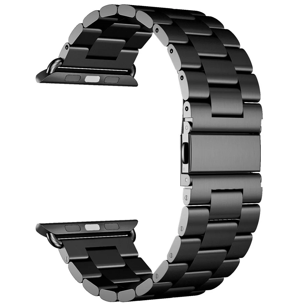 Black Нержавеющая сталь ремешок для наручных часов Apple Watch, версии 44/42/40/38 мм, сопутствующий браслет, ремешок для наручных часов iWatch, версия 5/4/3/2/1, с металлическим ремнем, аксессуары - Цвет ремешка: Black