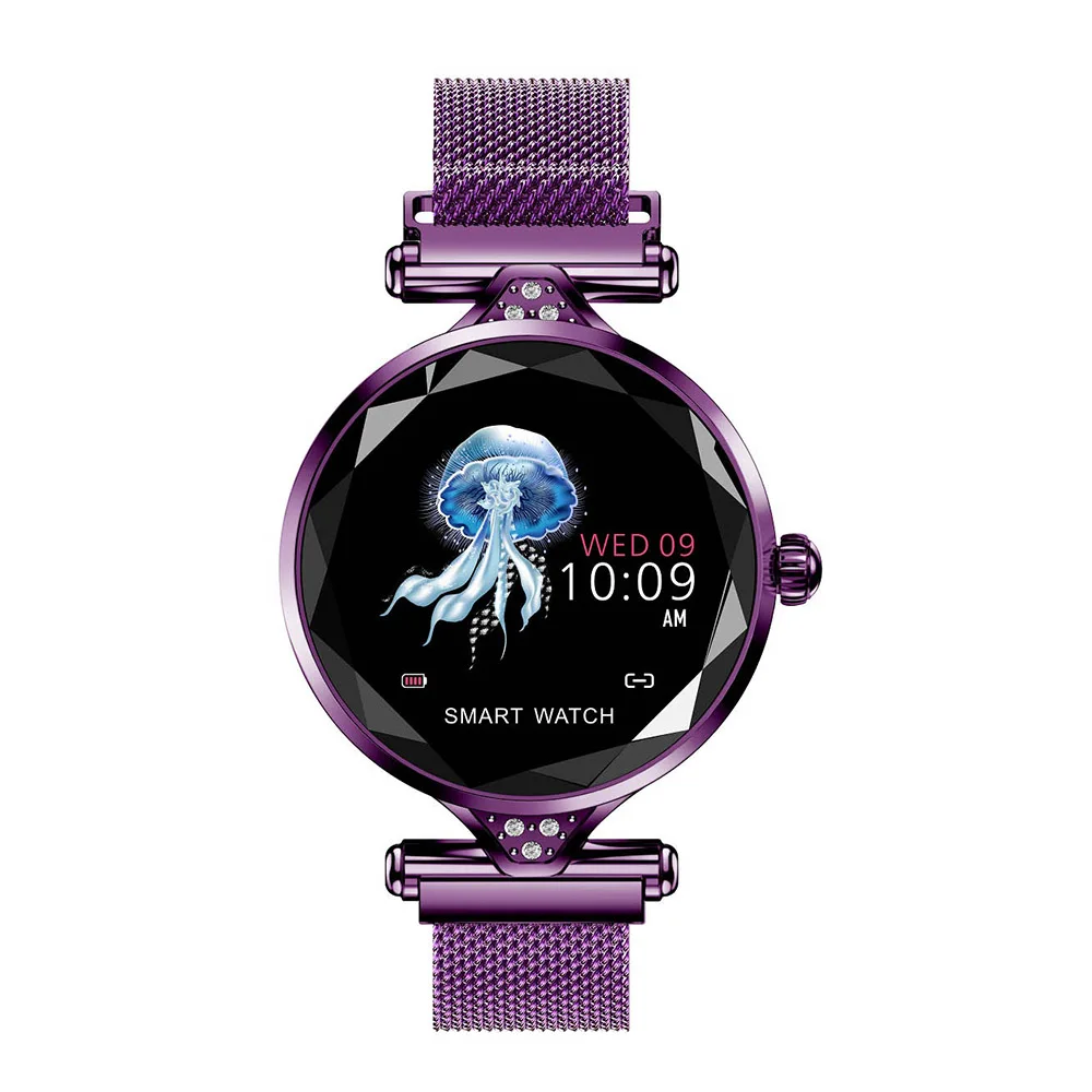 Фиолетовый H1 Смарт часы для женщин Мода монитор сердечного ритма Smartwatch леди подарок Фитнес шагомер для IOS Android relogio inteligente - Цвет: Фиолетовый