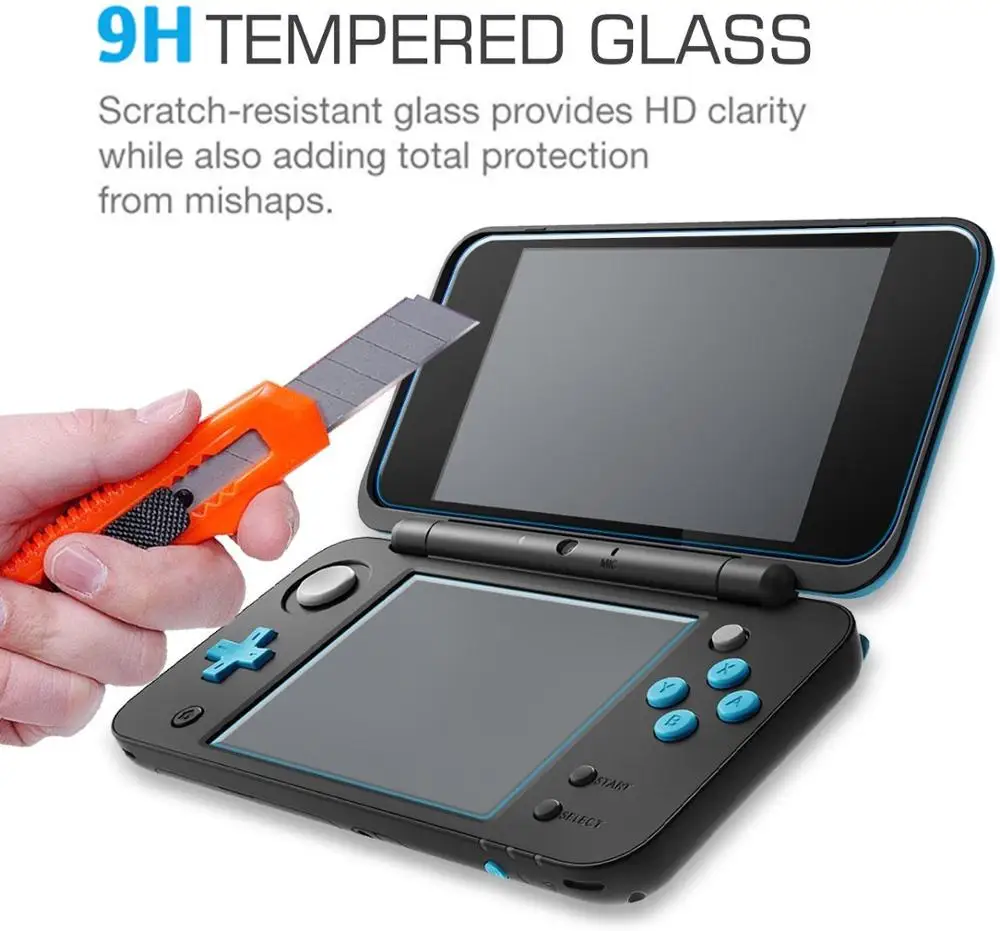 2 Pcs Clear Premium Tempered Glass Screen For Nintend New 2DS XL LL Console Screen Protector Anti-Scratch Full HD Cover Skin