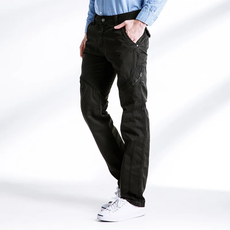 Мужские брюки-карго Новинка 2017 года Дизайнерские однотонные прямые брюки на