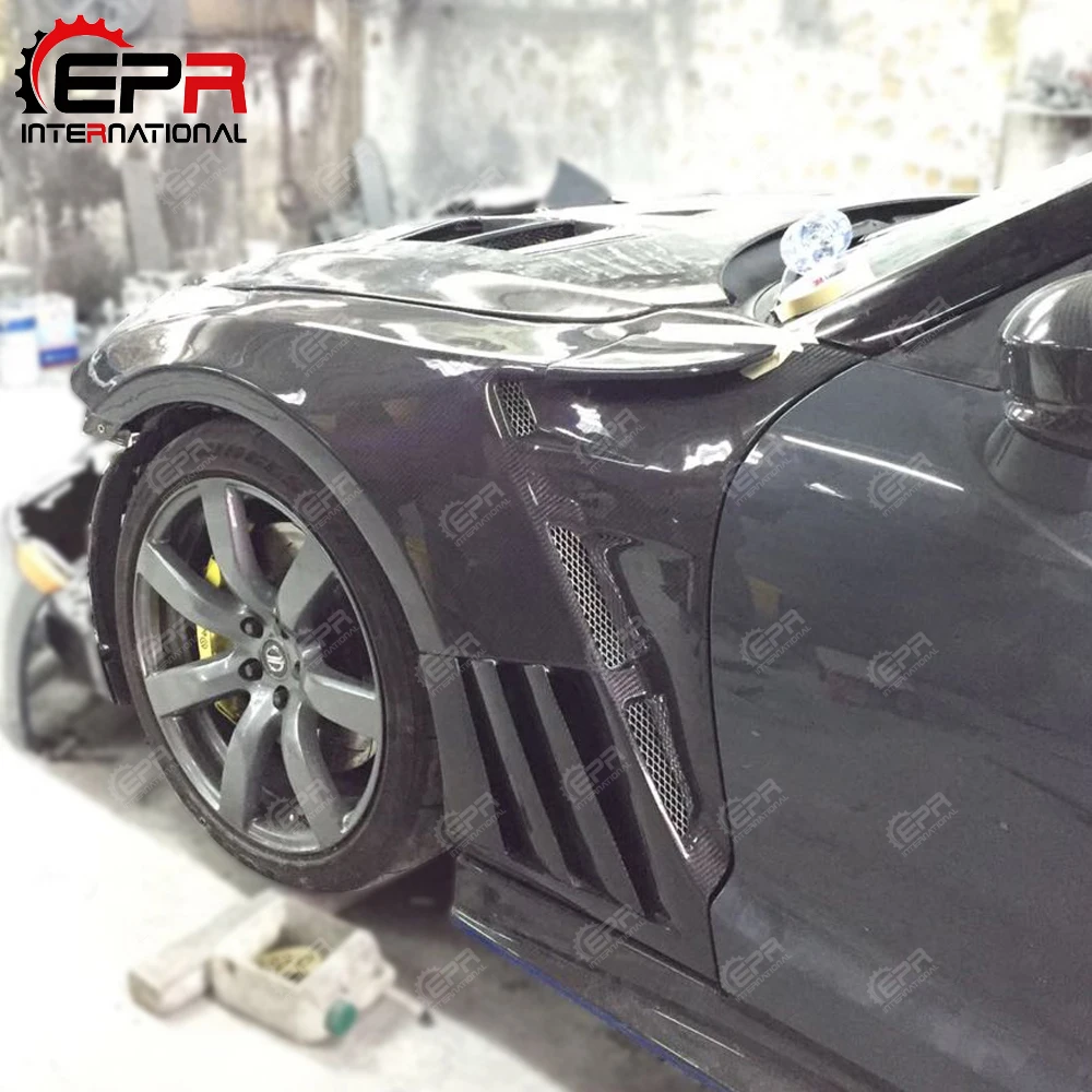 Для Nissan GTR R35 EPA стиль переднее крыло из углеродного волокна с жалюзи Fin (6 плавников