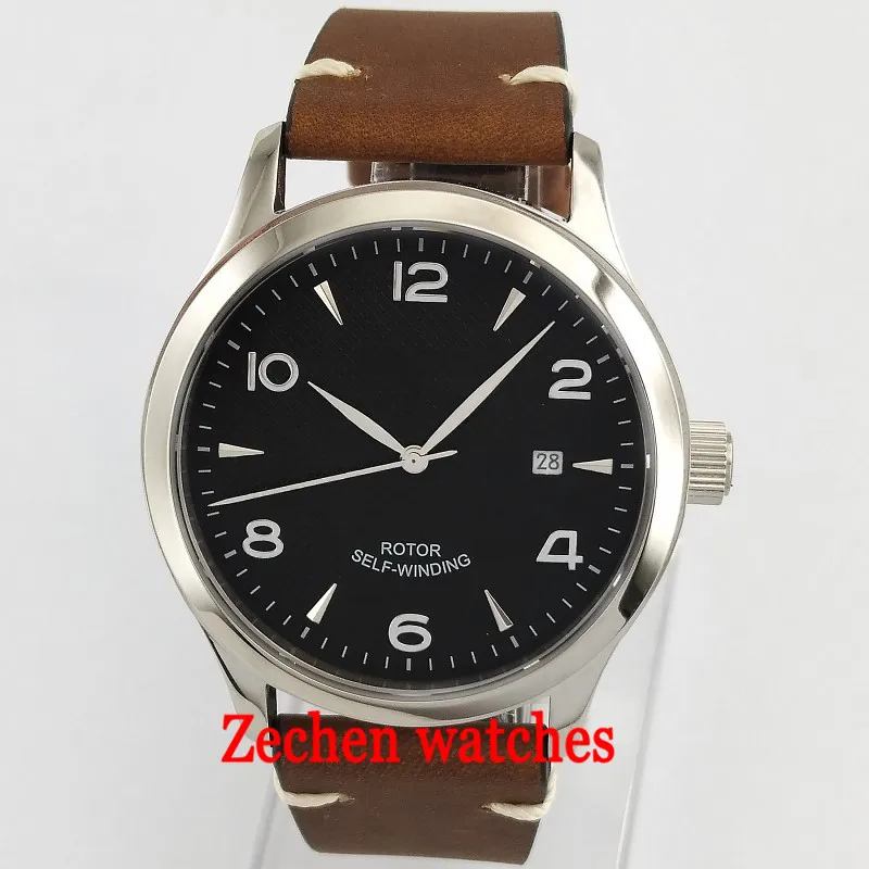 black dial 2017 Полированные 42 мм CORGEUT мужские часы с черным циферблатом, светящиеся сапфировое стекло, автоматические мужские часы 101 - Цвет: black dial 2017