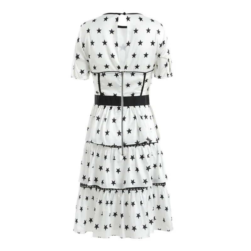 LALA IKAI/лето Для женщин Лоскутная оборками Мини платья тонкий печати туника спинки