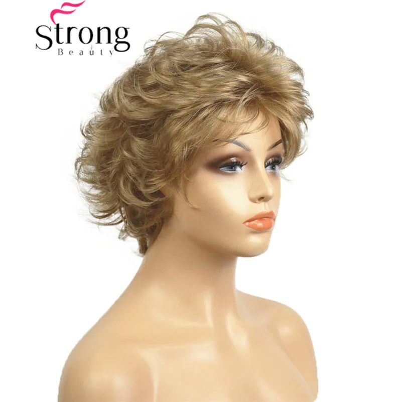 StrongBeauty короткий коричневый волнистый синтетический парик парики для женщин полные парики