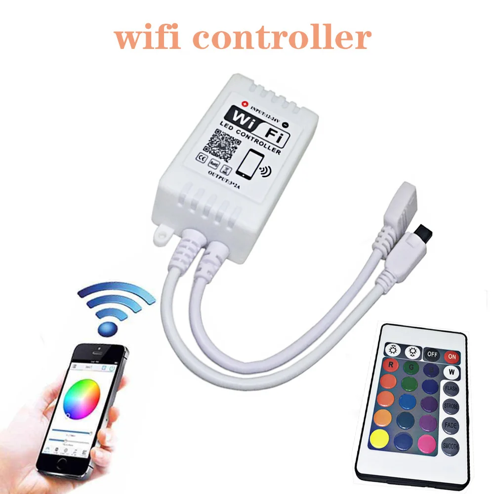 DC12 24V RGB Wifi LED контроллер android/IOS + 24Key ИК пульт дистанционного управления для SMD 5050 3528