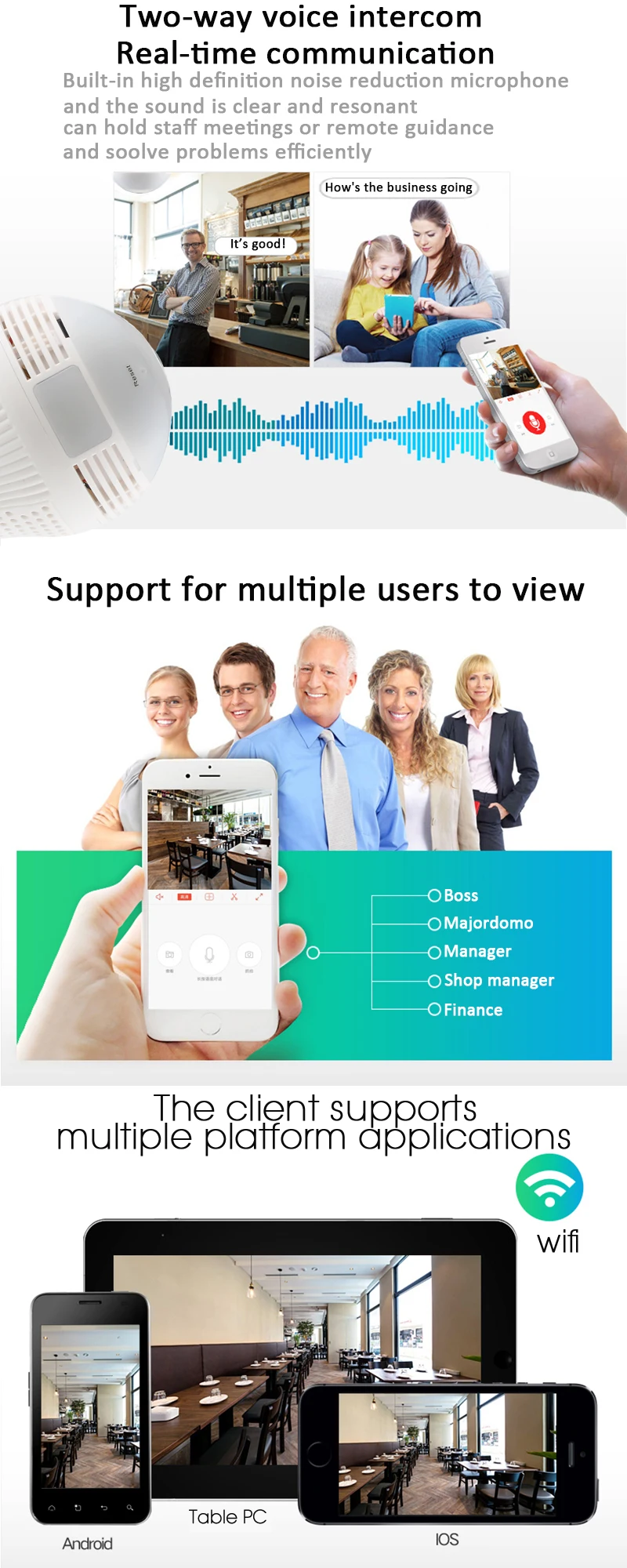 OUERTECH Full view 360 градусов двухсторонний аудио белый светильник панорамный 960P полноцветная Беспроводная Смарт ip-камера поддержка 128g