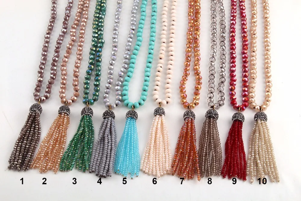 Модные богемные этнические ювелирные изделия стеклянные ожерелья с узлом и