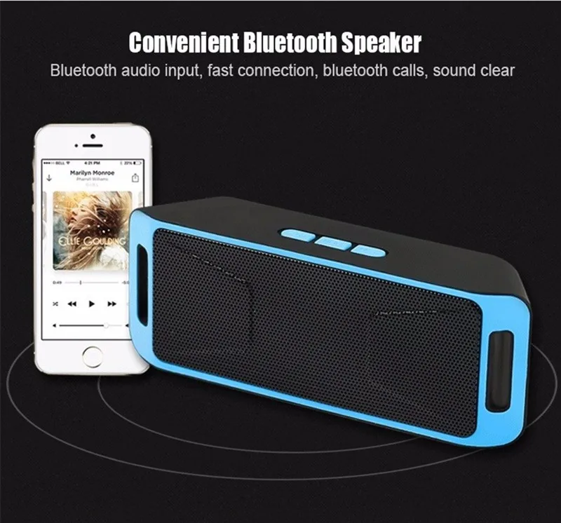 SC308 Мини Bluetooth 4 0 беспроводной динамик TF SD карта USB FM радио двойной бас звук