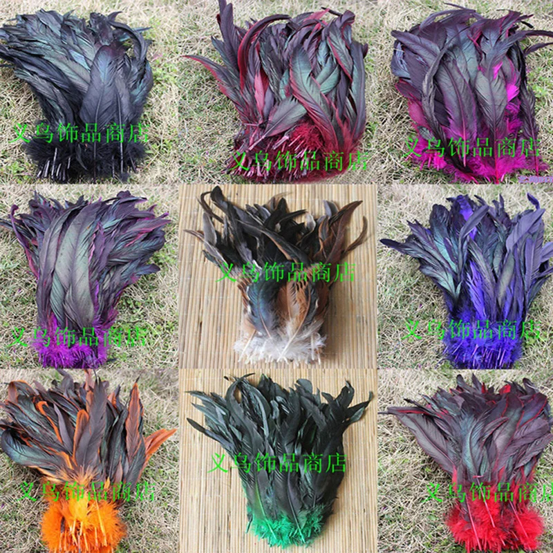 

10 kind color dye rooster tail feather clothing roosters accessory DIY 30-35cm12-14" 50 root sell decoration for party feathers