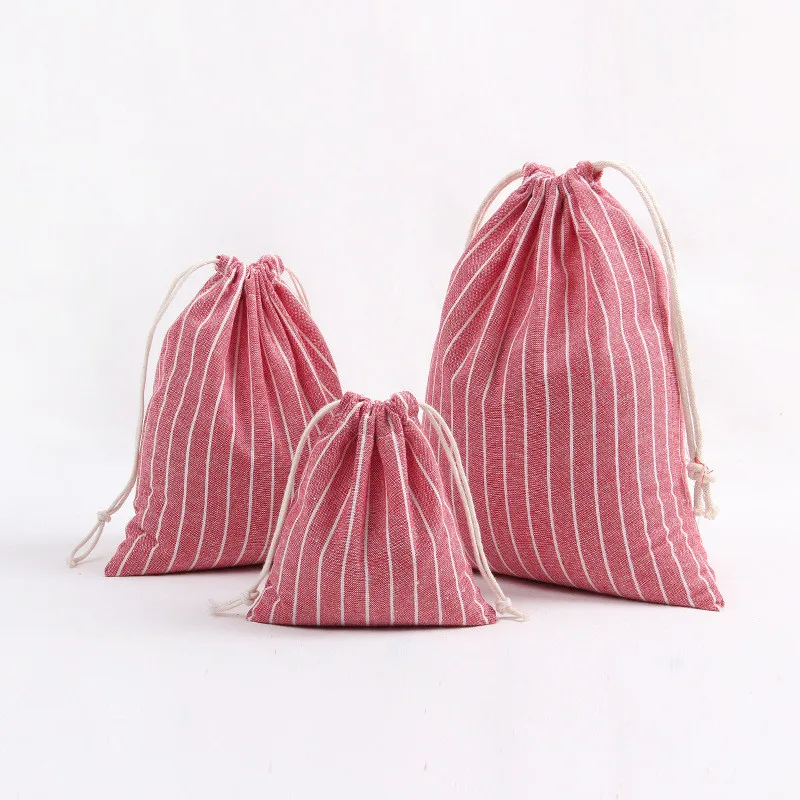 3 Pcs Stripe Portable Drawstring Storage Bags Travel Clothing Shoe Underwear Beam Pouch Sundries Organization Tea Gift | Дом и сад