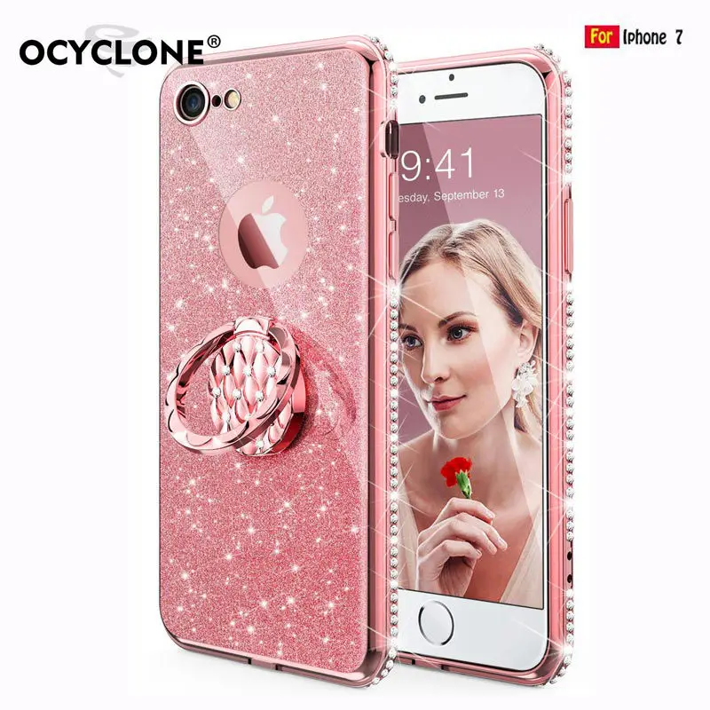 

Для iphone 7 чехол Роскошный противоударный блестящий чехол 360 градусов круглый чехол с подставкой мягкий шикарный милый чехол для iphone 7 чехлы