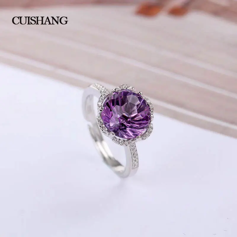 CSJ Fine Jewelry Кольцо из стерлингового серебра 925 настоящий Аметист женский свадебный