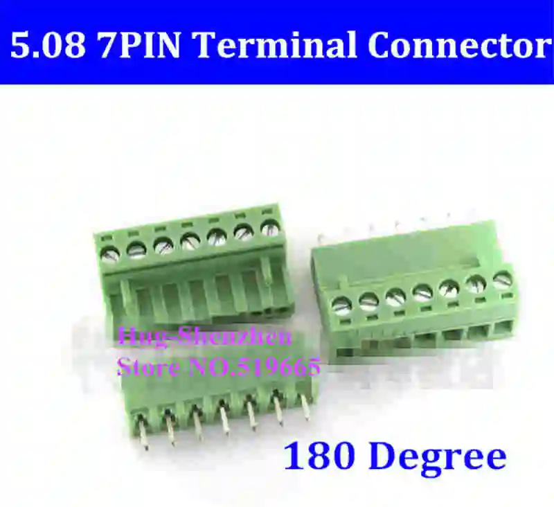 

5.08 5.08mm 7pin 7-Pin Terminal plug type 300V 10A 5.08mm pitch connector pcb screw terminal block 180 degree