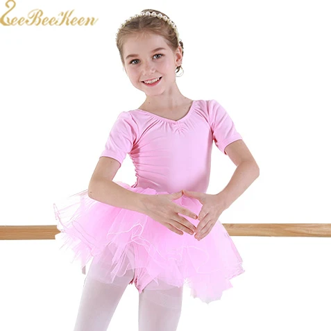 

Child Blue/pink/purple Gymnastics Leotard Short Sleeve Tutu Ballet Dress Professional Leotard For Girl Ballet tutu Dance Dress