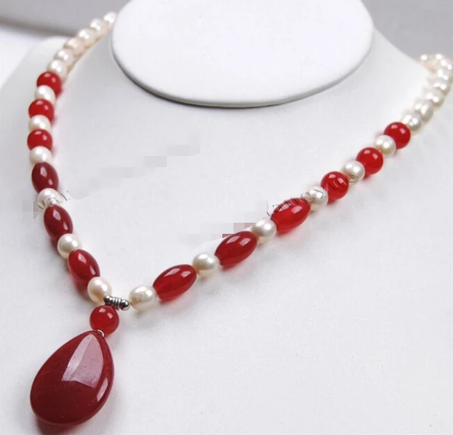 Fashion 7-8mm White Akoya Cultured Pearl/ pendant(20x30mm) Necklace 18&quot Factory Wholesale price Women Gift word Jewelry | Украшения и