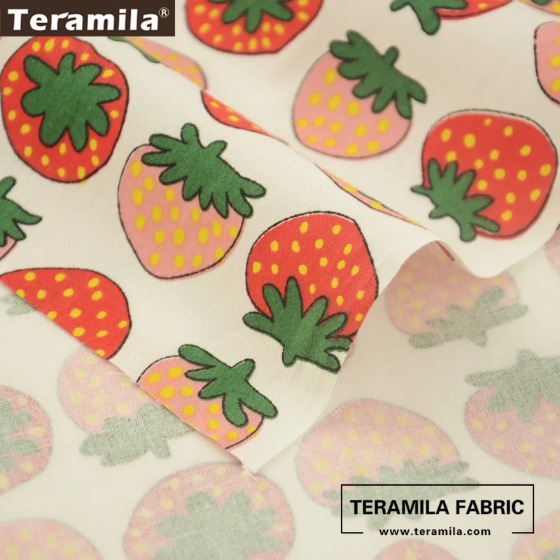 

Teramila Fabric Printed Strawberries Designs 100% Cotton Twill Material Bed Sheet Bedding Tissue Clothing Sewing Texitle