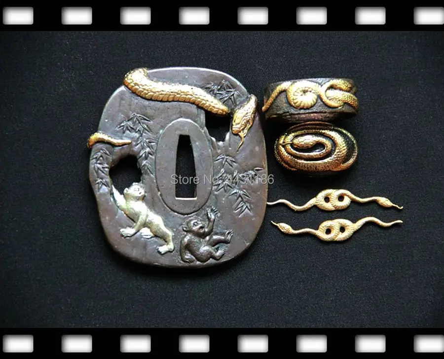 Тигр Дизайн медная защита Tsuba Fuchi индивидуальный самурайский меч - Цена: 3908.87