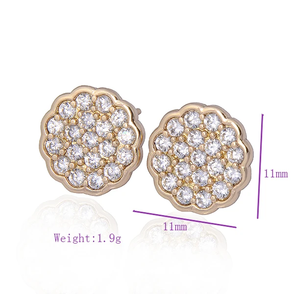 Fashion Jewelry 18K Yellow Gold Plated White Round CZ Trendy Flower Stud Earrings | Украшения и аксессуары