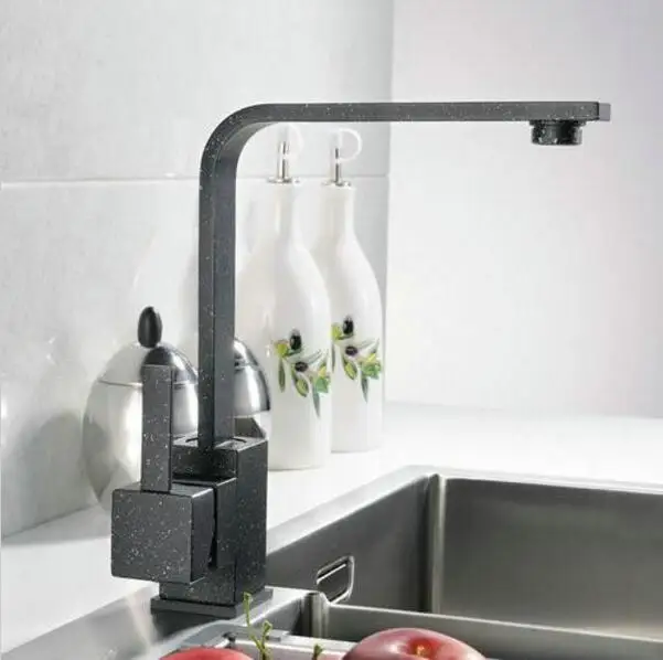 Поворотный кухонный смеситель из черной латуни поворот на 360 градусов|kitchen mixer