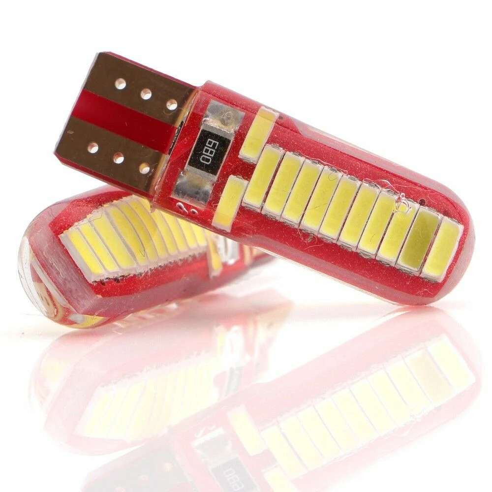 2 шт. автомобильная лампа T10 LED 4014 24SMD 6500K Диодная белые клиновидные