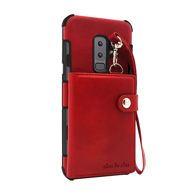 for Samsung Galaxy S9 s9 plus s9plus universal wallet luxury phone case Lanyard Plain Card Pocket Phone Cases s9+ | Мобильные