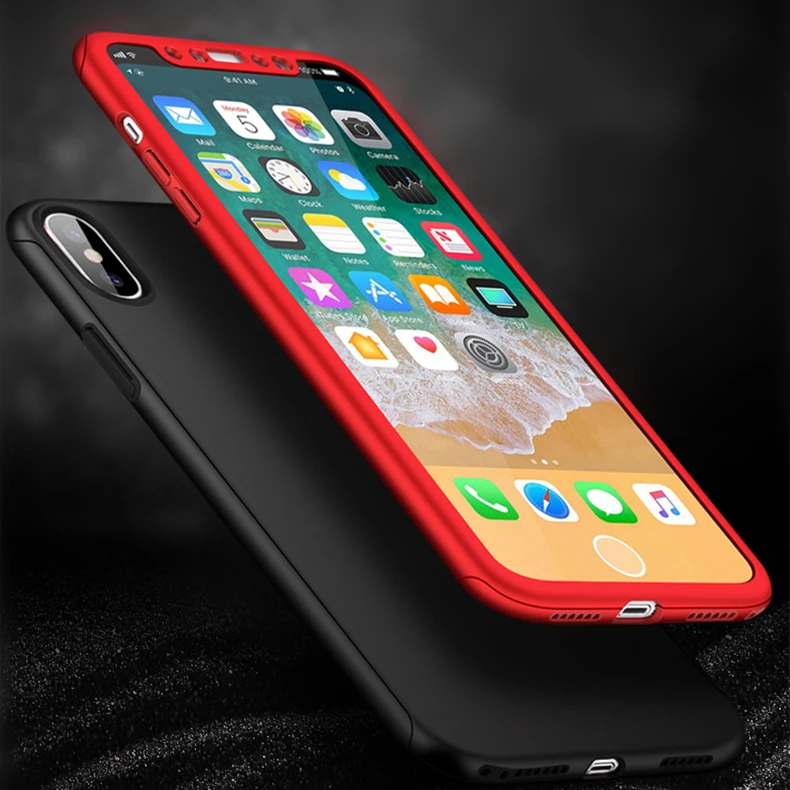 Полностью Защищенный чехол с разрешением 360 градусов для телефона iphone X роскошная