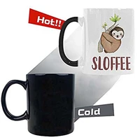 hipster sloth heat sensitive color changing mug funny morphing travel coffee mug tea cup for friends fathers day gifts 11 ou
