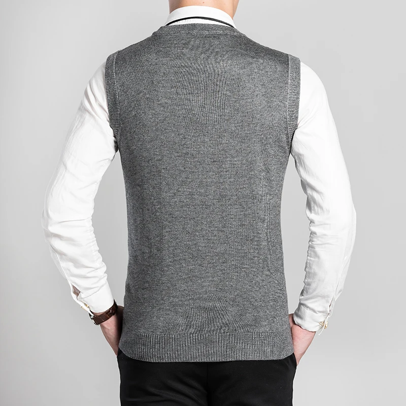 Высококачественный мужской кашемировый свитер жилет Повседневный шерстяной с v