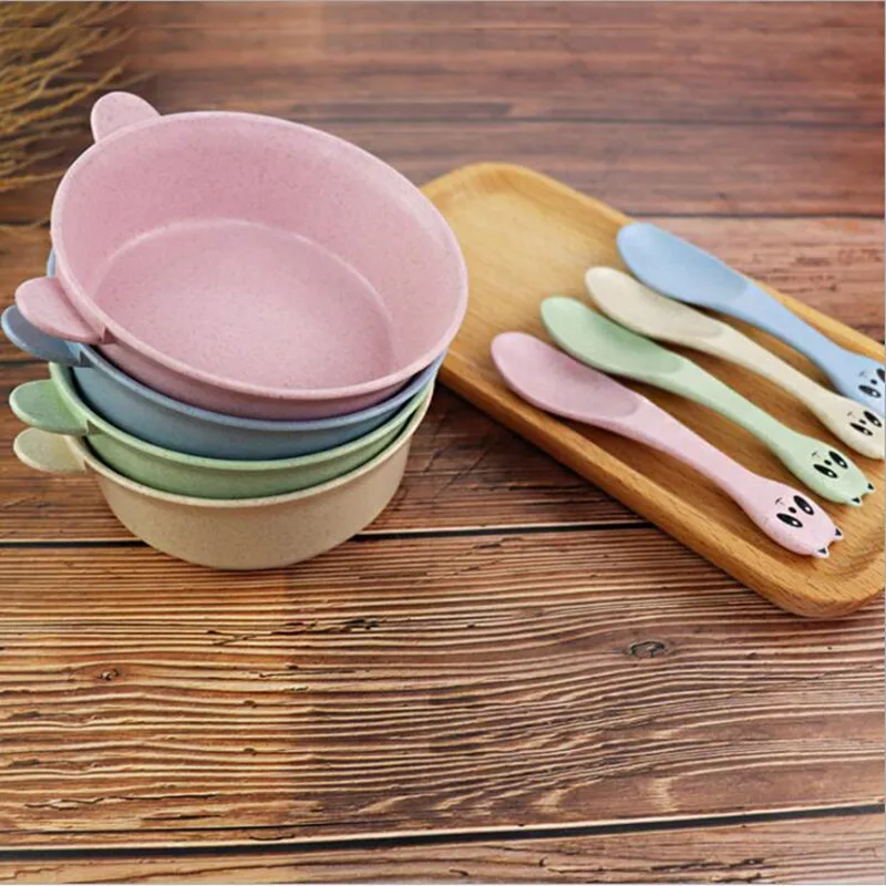 1 набор детские столовые приборы из пшеничной соломы|Чаши| |