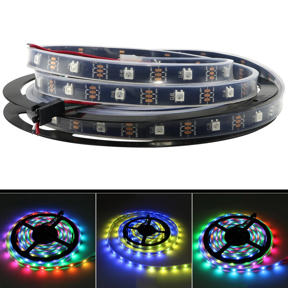 WS2812B Светодиодные ленты индивидуально адресуемых RGB Smart Пиксели полосы 1 м/3 m/5 м DC5V