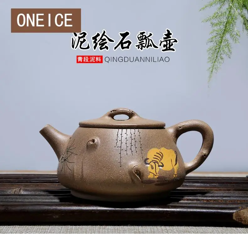 

Yixing Teapot Handmade Green Section Mud Painted Stone Pots Tea Chinese Yixing Teaware Teapots Drinkware Full Handmade