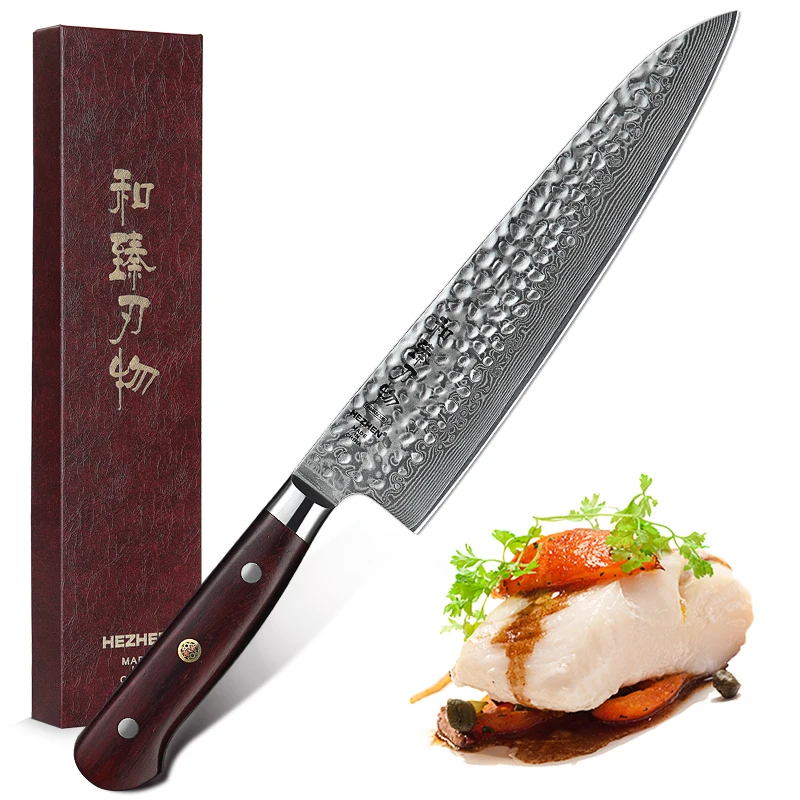 HEZHEN 8 5 ''поварской нож японские Профессиональные Кухонные ножи из дамасской