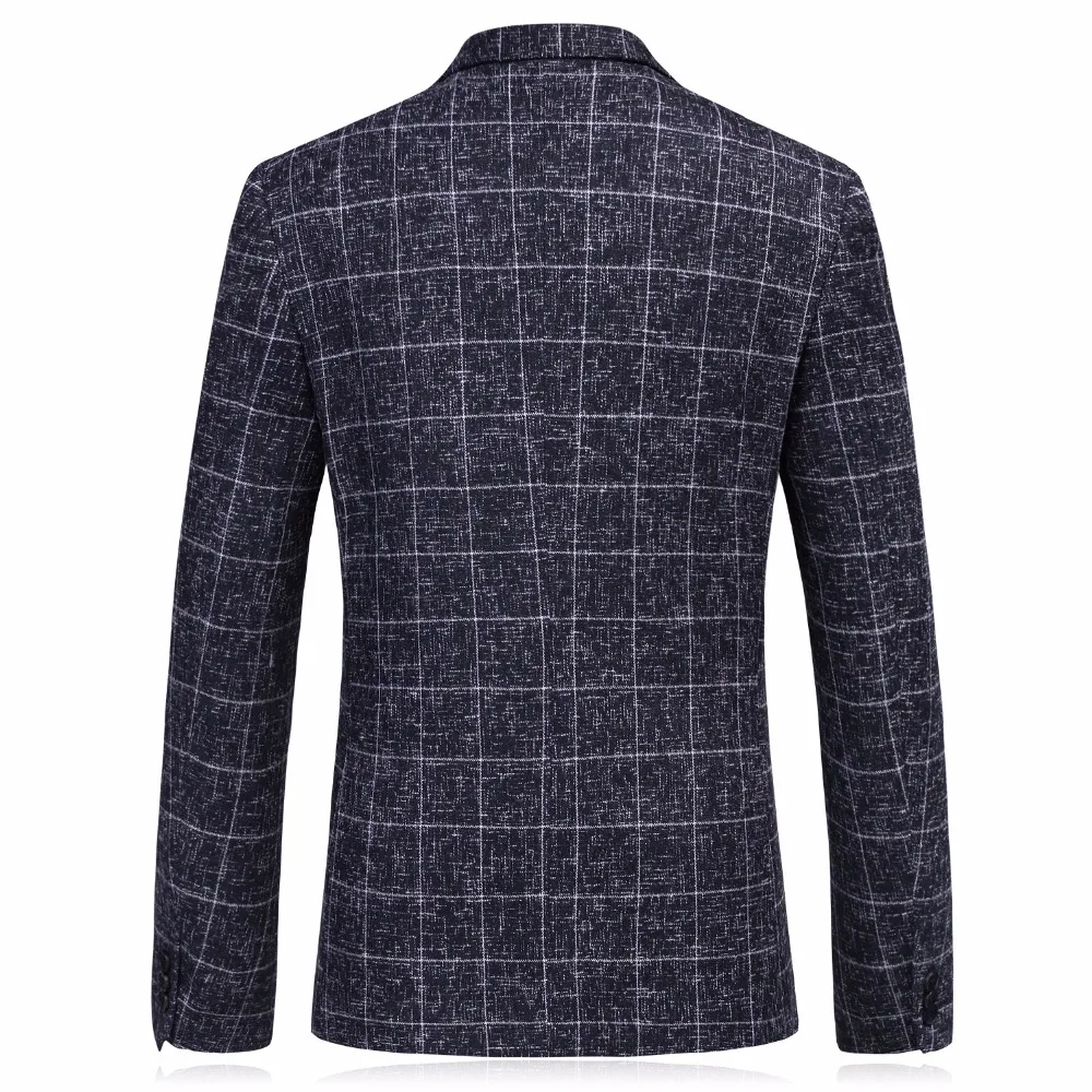 Твидовый пиджак мужчины 2018 роскошный серый клетчатый костюм Блейзер высокое