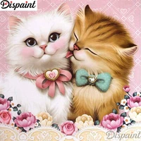 dispaint full squareround drill 5d diy diamond painting cat couple scenery 3d embroidery cross stitch 5d home decor a12341