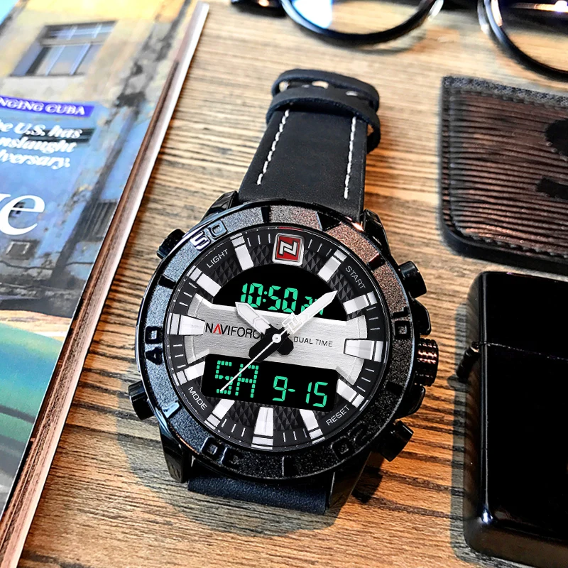 NAVIFORCE Для мужчин спортивные часы Роскошные Лидирующий бренд кварцевые военные