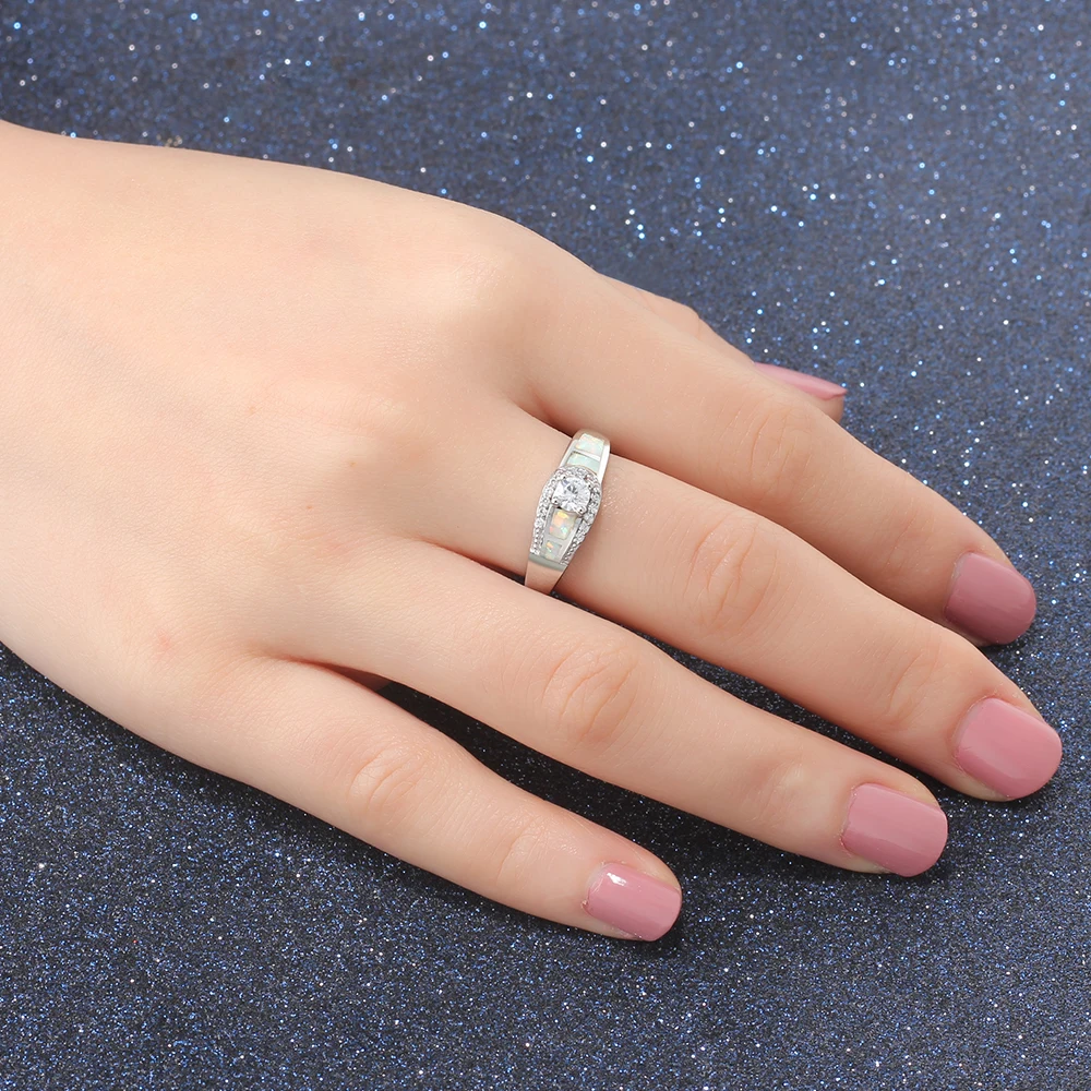 Opal Jewelry 925 Sterling Silver Ring Wedding Accessorise Romantic Style Fashion Gifts For Women ( JewelOra RI102980) | Украшения и