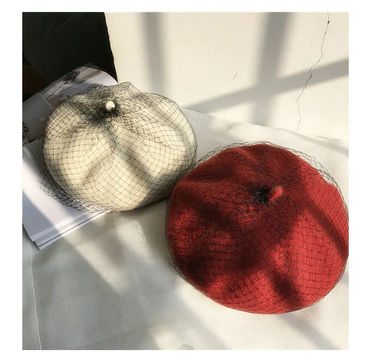 

Newest Wool Grenadine Berets Caps Women's Casual Warm Knitted Artist Hats Australian Felt Women British French