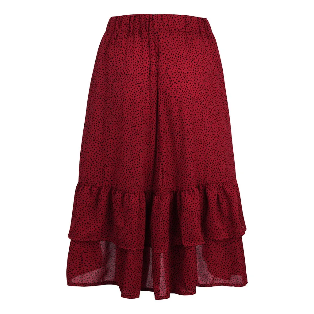 Faldas Mujer Moda Platform Explosion Women's Ladies' High Fashion Casual Ruffled Polka Dot Frill Wraps Midi Skirt jupe femme 40