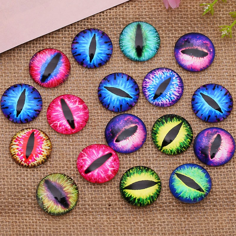 

Toy Eye Round 10 12 14 16mm Glass Dragon Cat Eyes Cabochon Charms DIY Jewelry Making Accessory Glass Horse Cat Eyes for toys