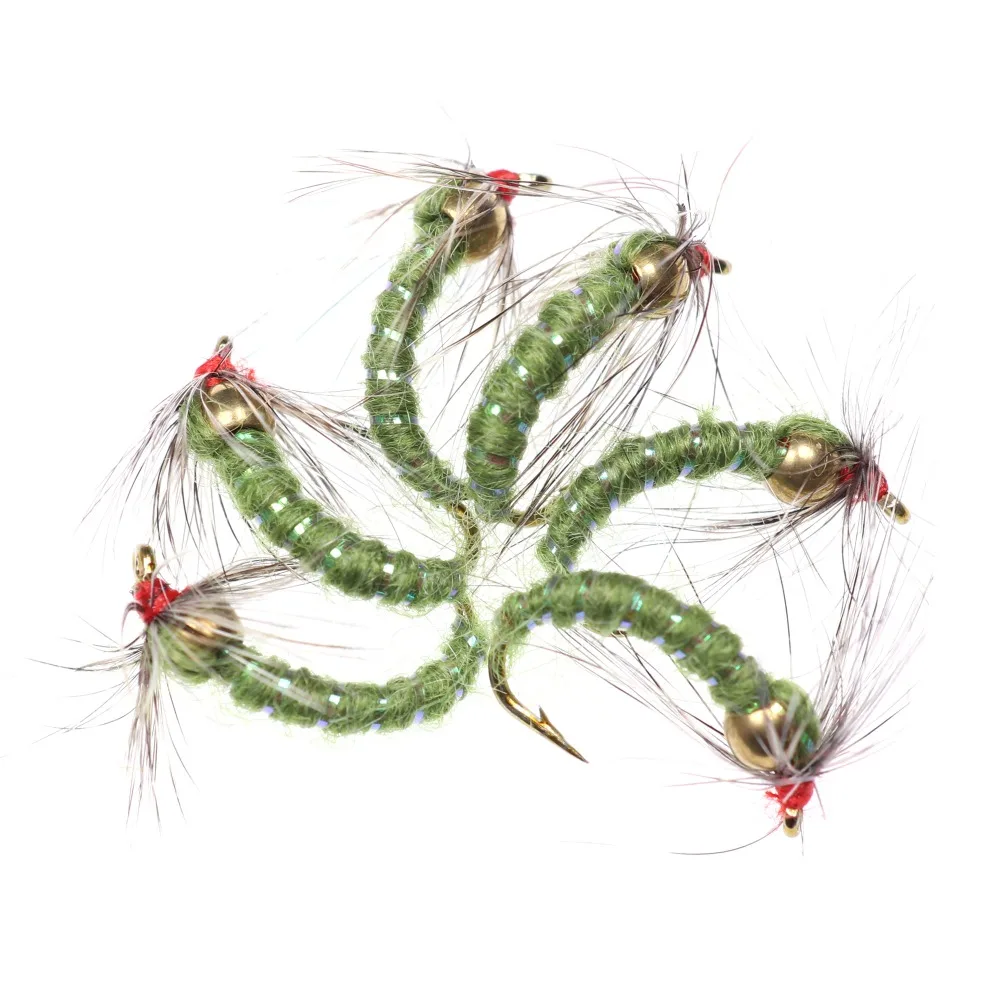Bimoo 6 шт.#8#10#12 Радужная коричневая форель Greyling Char Caddis металлический латунный шарик голова Nymph Премиум Рыбалка Мухи черный оливковый